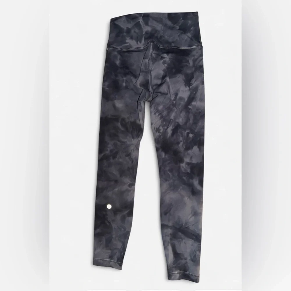 Lululemon Tie Dye Leggings Gray Black Size 4 High Rise Athletic
